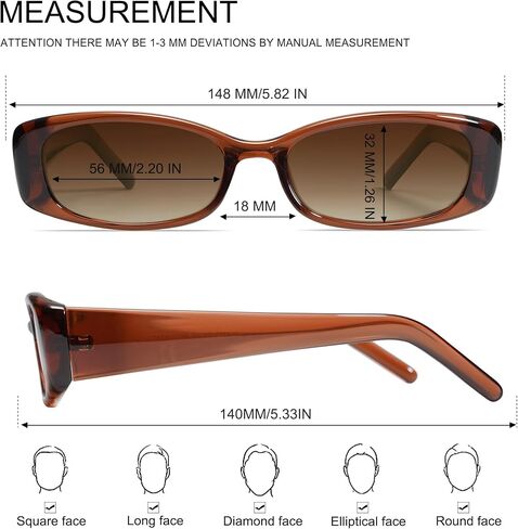 VANLINKER Trendy Small Polarized Rectangle Sunglasses for Women Men Retro 90s Shades VL9787 in Saudi Arabia