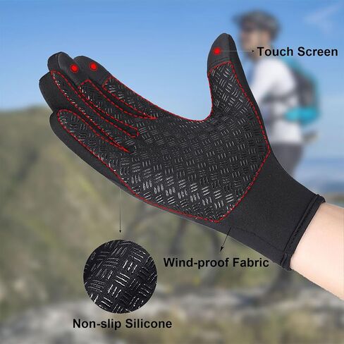 Winter Gloves, Anti Slip Touchscreen Gloves Windproof Cycling Gloves, Thermal Gloves Cold Weather Cycling Gloves for Men Women Walking Riding Driving in Saudi Arabia