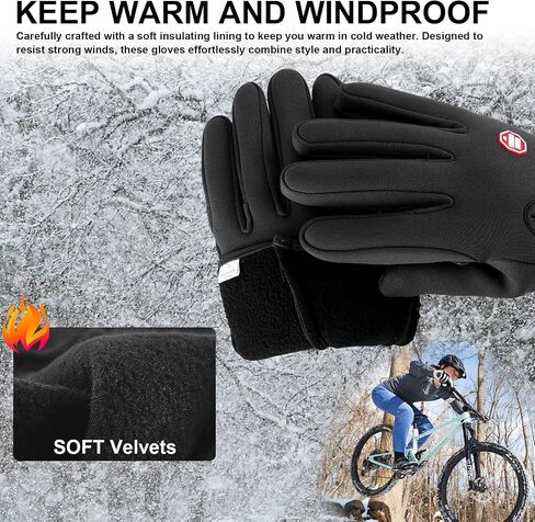 Winter Gloves, Anti Slip Touchscreen Gloves Windproof Cycling Gloves, Thermal Gloves Cold Weather Cycling Gloves for Men Women Walking Riding Driving in Saudi Arabia
