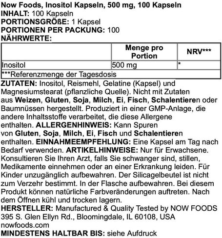 NOW Foods - Inositol capules 500 mg 100 Cap in Saudi Arabia