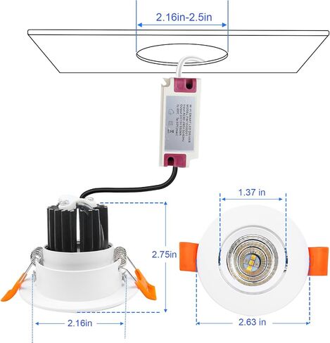 6 Pack 2 Inch Smart LED Recessed Lighting, 5W WIFI Recessed LED Lights, Dimmable RGB & CCT 2700-6500K Color Changing, 110V Recessed Light Compatible with Alexa and Google Home, with LED Driver in Saudi Arabia