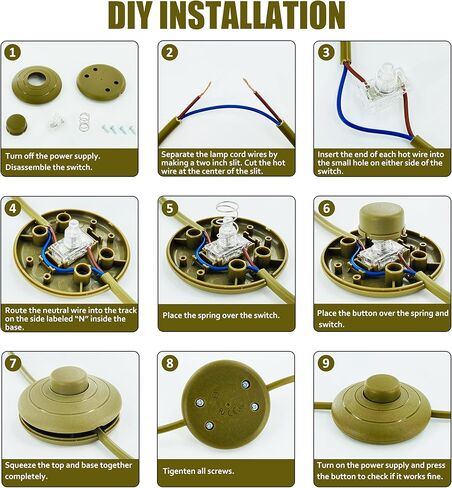 مفتاح دواسة قدم مكون من 4 قطع من UL-Listed، مفتاح مضمّن لمصباح أرضي مستدير مع زر خطوة، تركيب سهل DIY لاستبدال التحكم في تشغيل وإيقاف المصباح الأرضي (أسود) in Kuwait