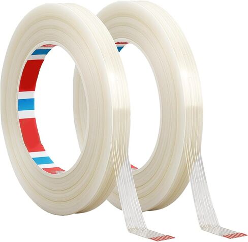 Mono Filament Strapping Tape Strapping Tape 2 Roll 1/2 inch x 60 yds Packing Tape Heavy Duty Reinforced Fiberglass Tape Wearproof Tape Transparent Tape in Saudi Arabia