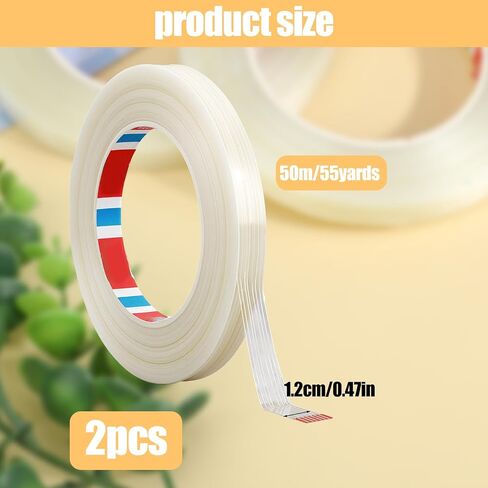Mono Filament Strapping Tape Strapping Tape 2 Roll 1/2 inch x 60 yds Packing Tape Heavy Duty Reinforced Fiberglass Tape Wearproof Tape Transparent Tape in Saudi Arabia