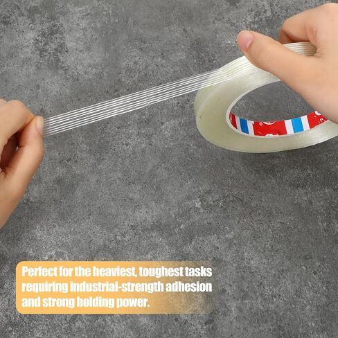 Mono Filament Strapping Tape Strapping Tape 2 Roll 1/2 inch x 60 yds Packing Tape Heavy Duty Reinforced Fiberglass Tape Wearproof Tape Transparent Tape in Saudi Arabia