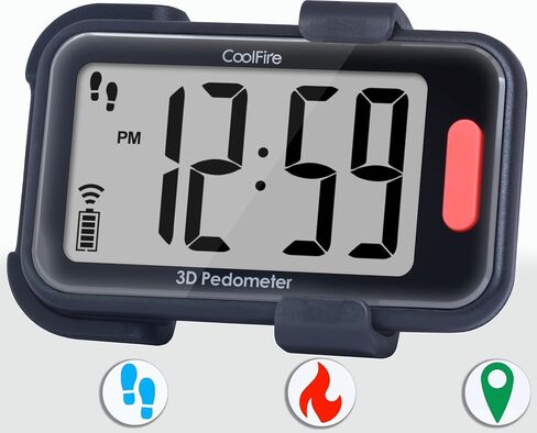 Coolfire 3D Accurate Pedometer for Walking, Simple Step Counter with Large Watch Display, Pedometer for Walking Steps, Calorie and Miles. Fitness Tracker, Auto Set by App in Saudi Arabia
