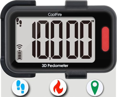 Coolfire 3D Accurate Pedometer for Walking, Simple Step Counter with Large Watch Display, Pedometer for Walking Steps, Calorie and Miles. Fitness Tracker, Auto Set by App in Saudi Arabia