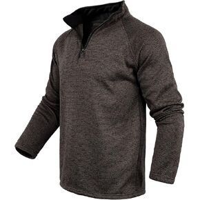Men's Slim Fit 1/4 Zip Mock Neck Polo Sweater Casual Long Sleeve with Ribbing Sweatshirt