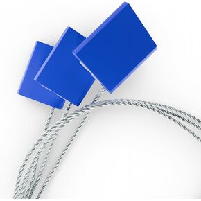 100 Steel Security Cable Security Tag Numbered | 7.1"(180mm) Tamper Proof Seals ISO 17712 | Tamper Seal Container Seals C-TPAT | Truck Seals Truck Trailer High Security Seals, BLUE