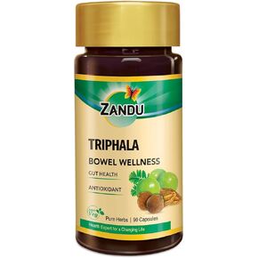 Zandu Triphala Capsules, Supports Bowel Wellness & Healthy Gut, Helps to Boost Immunity & Useful for Digestion, Antioxidant Properties - 90 Veg Capsules