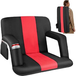 Stadium Seat for Bleachers, Wide Stadium Seat with Back Support and Cushion, 6 Reclining Positions Stadium Seat Bleachers, 600D Thick Padding Portable Stadium Chair for Sport Events