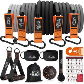 Resistance Bands for Working Out - Exercise Bands for Men and Women, Workouts Bands with Handle, Elastic Bands for Physical Therapy, Home Gym, Strength Training Equipment