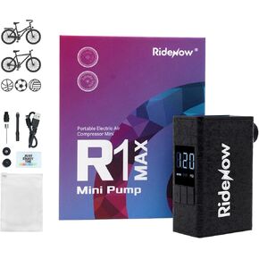 RideNow Mini Bike Pump, Compact Bicycle Pump with Gauge, Bike Tire Pump with Auto Stop, Portable Bicycle Pump for Mountain/City/Road Bike with Presta & Schrader Valve
