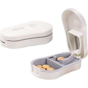 Black Small Pill Cutter, Pill Splitter with Centering Device, Pill Cutter Splitter for Small and Tiny Pills, Cuts Vitamins Tablets, Portable Exquisite Pill Crusher for Purse Pocket