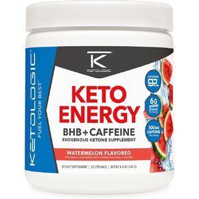 Ketologic KetoEnergy BHB (Watermelon) 30 Servings - BHB + Caffeine Exogenous Ketone Supplement