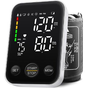 Blood Pressure Monitor Automatic Upper Arm Machine Accurate Adjustable Digital BP Cuff Kit Led Backlit Display 2 Users 240 Sets Memory Includes Storage Bag