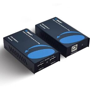 OREI USB 2.0 Over Ethernet Cat5e/6 Extender LAN Upto 330 Feet - Extends 2 Ports USB-A Signal Over LAN Ethernet - Power Over Cable for Long Distance Extension Supports All Operating System