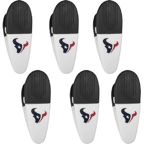 مغناطيس بمشبك رقاقة Siskiyou Sports NFL Houston Texans، 6 قطع باللون الأبيض، مقاس واحد