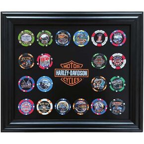 إطار Harley-Davidson Classic Bar & Shield المغناطيسي لشريحة البوكر - يحمل 20 شريحة