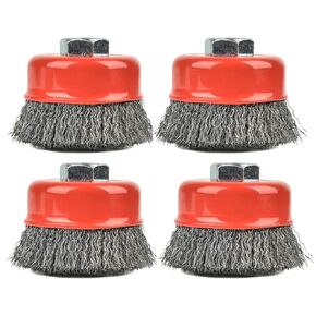 4 Pack 4 Inch Twist Knotted Wire Cup Brush, Twist Wire Wheel for Grinders, 5/8"-11 UNC