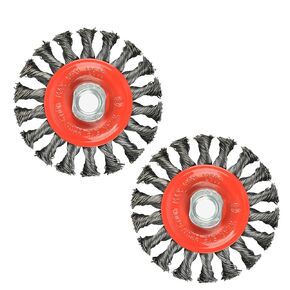 4 Pack 4 Inch Twist Knotted Wire Cup Brush, Twist Wire Wheel for Grinders, 5/8"-11 UNC