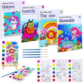 junqiu 5pack مجموعات الطلاء بالألوان المائية للأطفال، الطلاء مع كتب المياه للأطفال الذين تتراوح أعمارهم بين 4-8، كتاب الرسم بالألوان المائية الجيب، مجموعة الفنون والحرف اليدوية للفتيات الأولاد التلوين مع فرشاة in Saudi Arabia