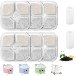 8-Pack Replacement Filters for 3L/3.6L/4.6L/6L/8L Gravity Pet Water Dispenser, Dog Water Filter Replacement, Triple Filtration Pet Fountain Filter, Water Feeder Filter for Cat and Dog