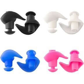 4 Pairs Soft Swimming Silicone Ear Plugs, Reusable Silicone Earplugs Comfortable Ear Protection with Carry Case for Showering Swimming Bathing Surfing and Other Water Sports