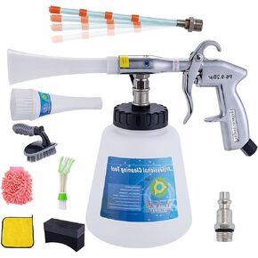 8 Car Cleaning Kit, Car Detailing Kit Cleaning Works with Air Compressor (Sponge Cloth + 5 x Brush Tips + Replacement Hose) 8 Parts Car Cleaning kit
