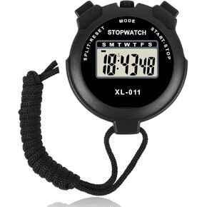 Vicloon Digital Stopwatch Timer, Simple Sport Stopwatch Timer Large Display, Single Lap Split Stopwatch with12/24 Hour Clock Alarm Date for Coaches Kids Training Swimming Running(Black)