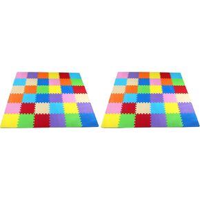BalanceFrom 0.4 Inch Thick Large Non Slip Interlocking EVA Foam Puzzle Home Floor Play Mat Set w/Edges & in 9 Colors, Covers 36 Square Feet (2 Pack)