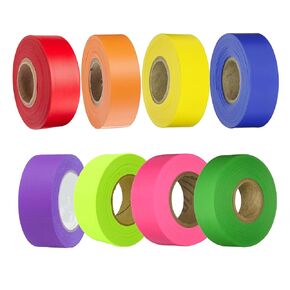 10 Pack Flagging Tape Assorted Colors Non-Adhesive - Multipurpose Surveyors Caution Tape Roll - Neon Marking Tape for Boundaries Home Workplace - 1.2" Width, 150' Length