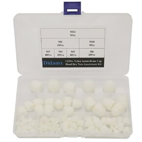 120Pcs M3 M4 M5 M6 M8 M10 M12 Nylon Acorn Dome Cap Head Hex Nuts Assortment Kit