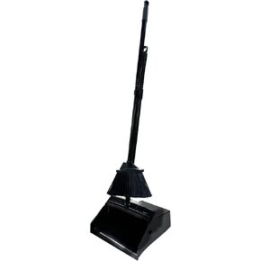 KLEEN HANDLER Broom with Dustpan Combo Set with Long Handle for Home, Kitchen, Office, Lobby, Indoor/Outdoor Sweeping & Commercial Use, Black (1 Set)