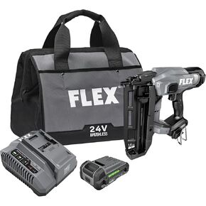 FLEX 24V Brushless Cordless 18 Gauge 5/8-inch to 2-1/8-inch Brad Nailer Kit with 2.5Ah Lithium Battery and 160W Fast Charger - FX4331-1A