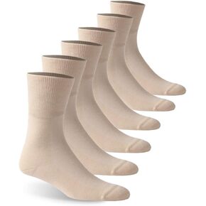 Facool Diabetic Neuropathy Socks, Unisex Dress Crew Cotton Edema Non-Binding Diabete Men Women Losse Top Seamless Toe Cushioned Soft Comfortable Socks, 6 Pairs Grey XL