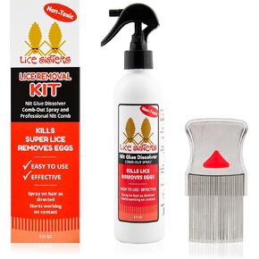 Head Lice Treatment Kit for Kids with Lice Comb - Natural Non-Toxic Lice Spray Treatment Kit for Families, Kills Nits and Eggs on Contact, 8 oz.