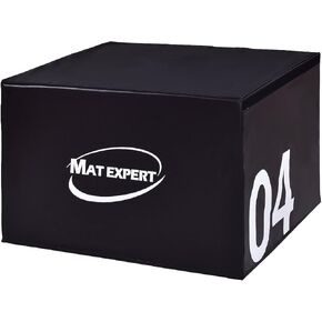 MAT EXPERT PVC Soft Foam Jumping Box Plyometric Exercise Fitness Safe Box (Black 24" Height)