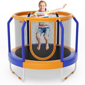 Giantex 48" Trampoline for Kids, Toddler Trampoline with Safety Enclosure Net, Max Load 265 Lbs, Outdoor Mini Trampoline with Net for Kids, Indoor Small Trampoline Gifts for Boys Girls Aged 3-6