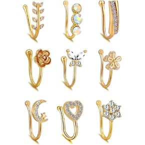 TAMHOO 25 Pcs Multi-Style Fake Nose Rings for Women and Men -Gold Plated Copper African Nose Cuff Non Piercing for Teen Grirls - Nice Gift for Her on Birthday/Valentines Day/Christmas