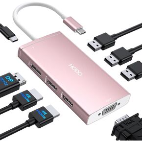 محطة إرساء USB C شاشة مزدوجة لـ Dell HP، محطة إرساء الكمبيوتر المحمول ذات شاشة رباعية USB C Hub محول متعدد إلى 4K HDMI Displayport VGA، 3 USB 2.0،100W PD، قاعدة توصيل USB C للكمبيوتر المحمول Lenovo، السطح in Kuwait
