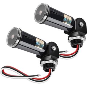2 Pack Dusk to Dawn Photocell Sensor for Outdoor Lights, 120-277V Photoelectric Switch, UL Listed LED Light Sensor Hardwired, IP65 Waterproof Photo Cell for Most Outside Lighting Fixtures