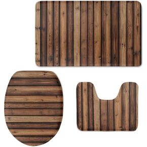 chaqlin 3 Piece Bathroom Rug Set Absorbent Non Slip Bath Mat Contour Rug Toilet Lid Cover Merry Christmat Home Deocr Washable