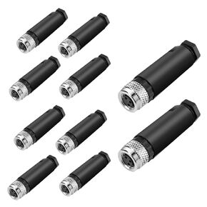 10Pcs M8 4-Pin Aviation Connector Female, Industrial A Coding Field Assembly Plug 8mm IP67 Waterproof for Circular Socket Panel Sensor