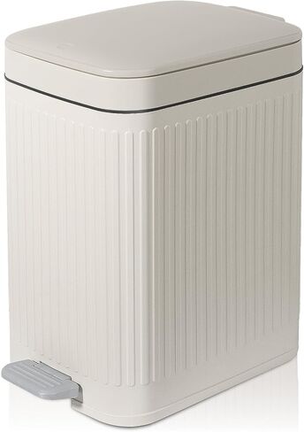 rejomiik Small Bathroom Trash Can with Lid Slim Soft Close Garbage Can Step Wastebasket Container Trash Bin for Office Bedroom Kitchen Living Room (1.9 Gallon Black) in Kuwait