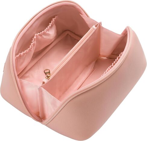 Yarnic Brown Travel Cosmetic Bag Makeup Bag, Large Capacity Toiletry Bag for Women, Portable Pouch Cute Cheetah Make Up Organizer with Divider and Handle, PU Leather in Kuwait