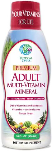 Tropical Oasis Adult Liquid Multivitamin -Liquid Multi-Vitamin and Mineral Supplement with 125 Total Nutrients Including; 85 Vitamins & Minerals, 23 Amino Acids, and 18 Herbs - 16 fl oz, 32 serv in Kuwait