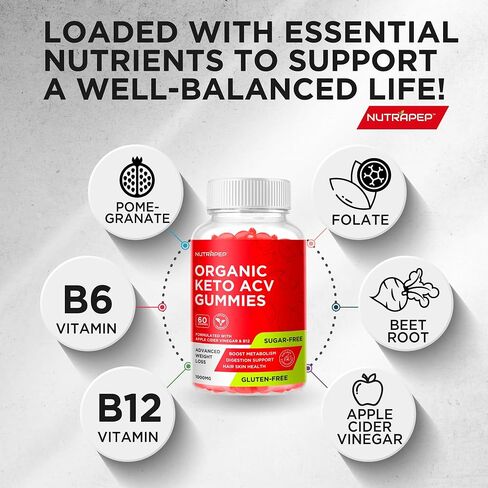 Organic Keto ACV Gummies for Advanced Weight Loss - Gluten & Sugar-Free Apple Cider Vinegar Diet Supplement for Women Men (1000MG) in Saudi Arabia