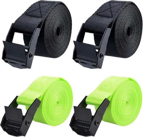JEELAD Tie Down Straps Lashing Straps Hold Down Strap with Zinc Alloy Lock Buckle 4 Pack (0.98'' x 118'', Black) in Kuwait