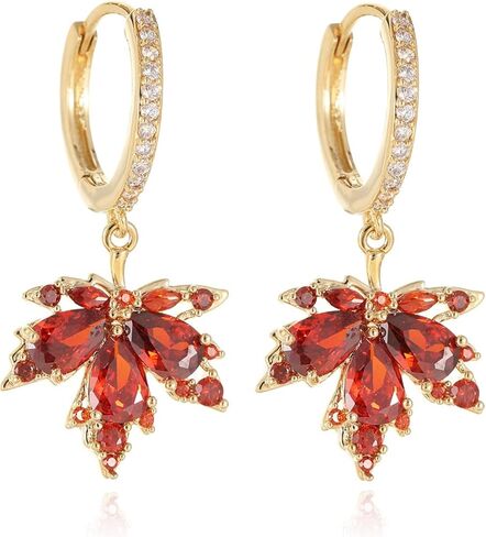 Green Maple Leaf Earrings for Women Green Crystal Earrings Maple Leaf Dangle Earrings Red Leaf Drop Earrings Autumn Earrings Prom Earrings Wedding Jewelry Gifts for women(Green) in Saudi Arabia